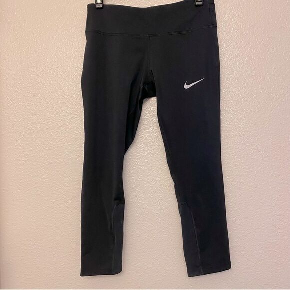 Nike Power Epic Crop mesh running Leggings 938602-010 Black back zipper pocket S - Picture 2 of 13
